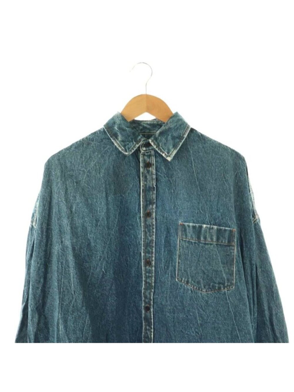 Balenciaga Transfer Print Long Sleeve Denim Shirt XS Indigo CX - Picture 3 of 5